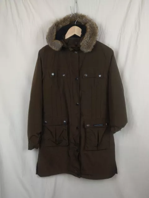 Tucano Urbano Womens Scooter Coat M Brown Waterproof Wind Proof Hood Parka Italy