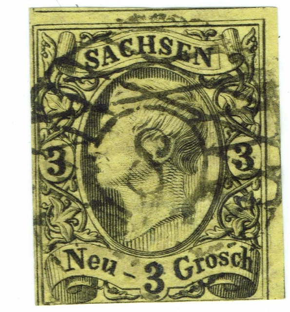 Briefmarke Sachsen Michel Nr. 11 3 drei Neu Groschen gestempelt