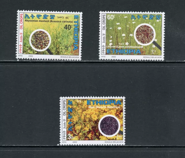 L822 Éthiopie 2002 Flore Huile Cultures 3v. MNH