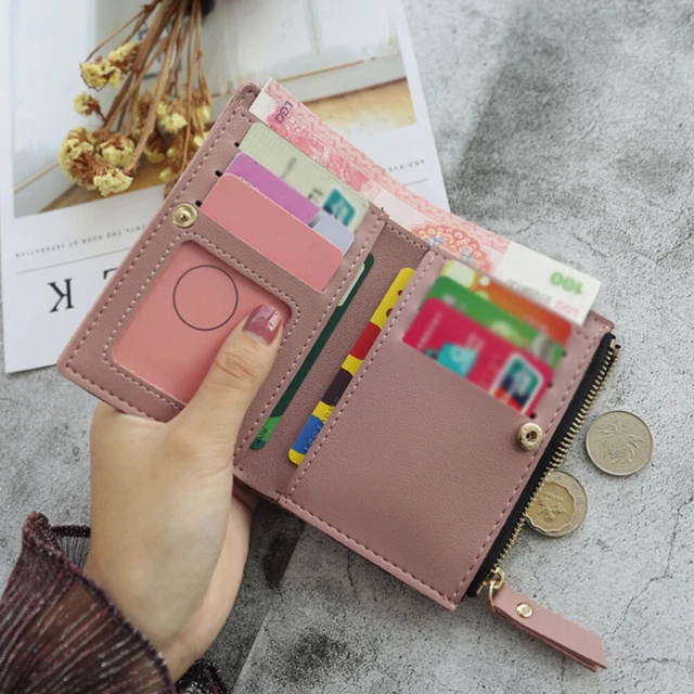 2 Portamonete In Pelle PU Con Fantasia Litchi - Mini Portafoglio Con Cerniera Per Donne, Porta Monete, Banconote E Carte Di Credito - Nero