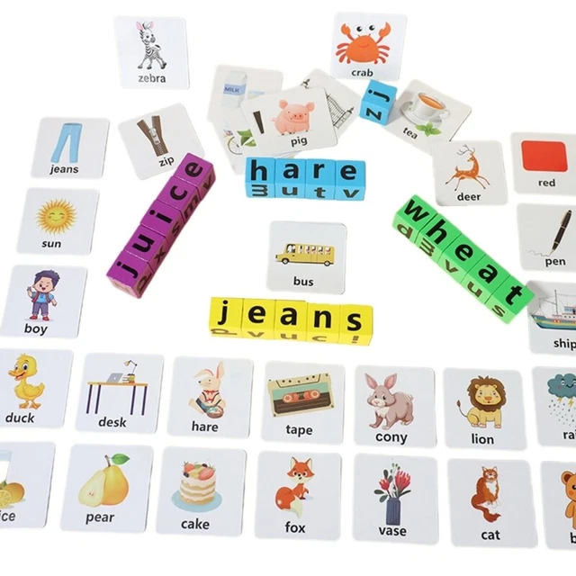 WOODEN WORDS SPELLING Blocks Consonant Vowel Consonant Flash Cards £8. ...