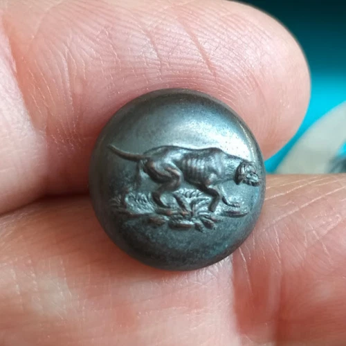 RARE ANCIEN BOUTON chasse vénerie en métal embouti tête de chien berger 2 EUR 6,00 - FR