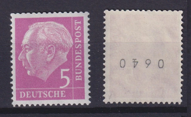 Bund 179xv RM Heuss 5 Pf gerade Nr. 0640 geprüft postfrisch