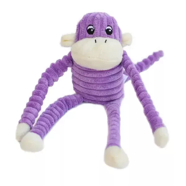 Zippy Paws Tug Toss Petite Purple Spencer Squeaky Crinkle Monkey Dog Toy New