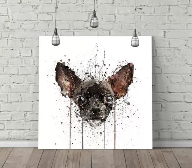 Chihuahua Splash Art Square Canvas Wall Art Float Effect/Frame/Poster Print-