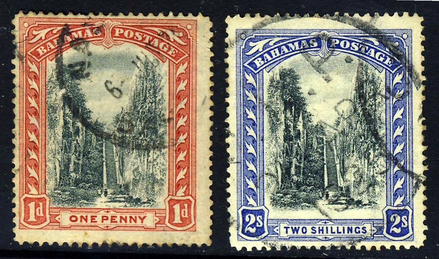 BAHAMAS King George V 1921-29 1d. & 2s. Wmk Mult Script CA SG 111 & SG 113 VFU