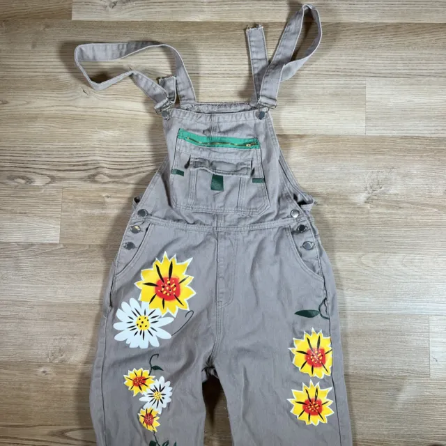 Women Sunflower Denim Dungarees Jumpsuit Ladies Pockets Bib Pants Jeans Overalls