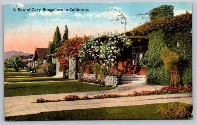 California CA - A Row Of Cozy Bungalows Home - Vintage Postcard