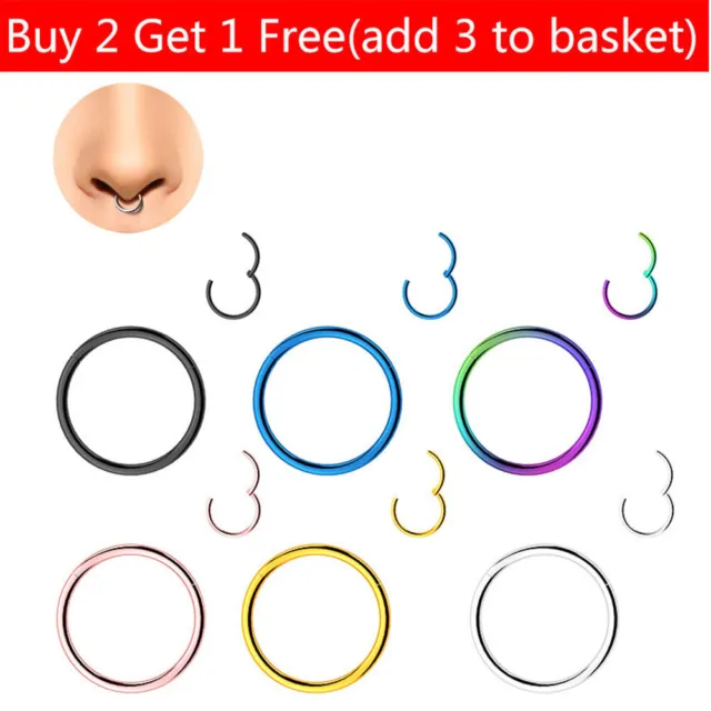 G23 Titanium/316L Stainless Steel Nose Rings Hoop Hypoallergenic for Women Men