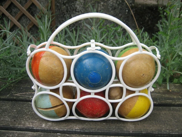 JOUET ANCIEN JEU de boules en bois pétanque EUR 25,00 - PicClick FR
