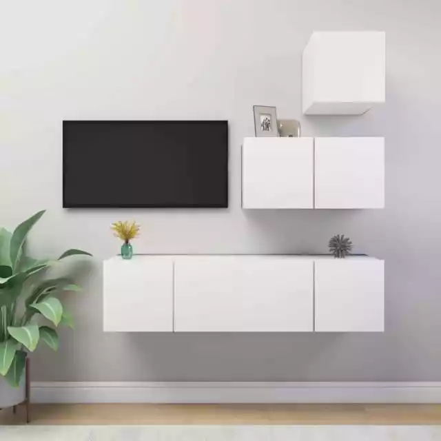 Vidaxl Set Mobili Porta TV 4 pz Bianco in Legno Multistrato