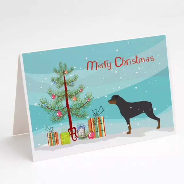Rottweiler Merry Christmas Tree Greeting Cards Envelopes Pack of 8 BB2984GCA7P