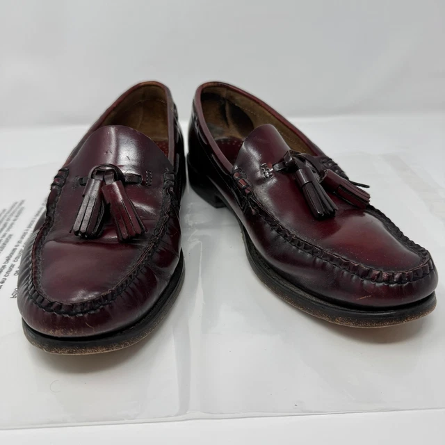 GH BASS WEEJUNS Vintage 70s Burgundy Leather Tassel Loafer  display picture 1