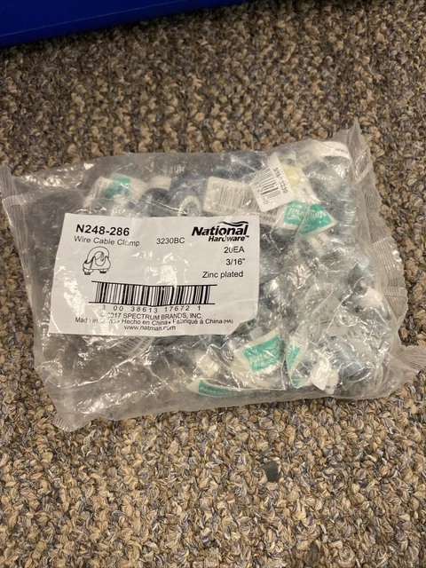National Hardware Wire Cable Clamp Zinc Plated Malleable Iron 3/16" 20-Pack