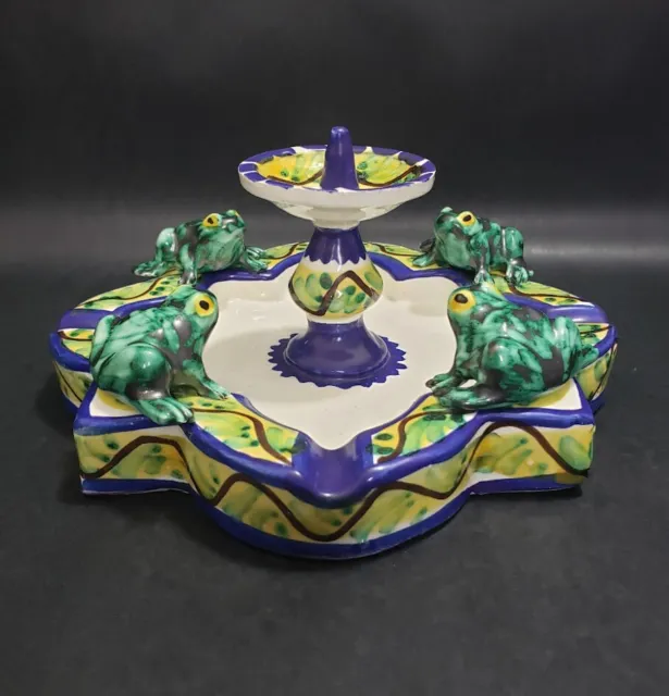 Frogs on Water Fountain Figurine Ashtray Mexican Pottery Ceramic