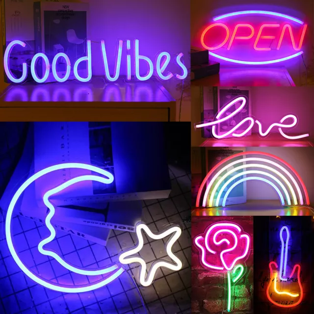 Neon Sign Light LED Wall Lights Visual Art Lamp Kids Room Home Bar Party Decor