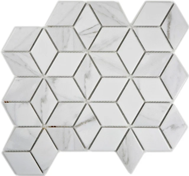 Piastrella Mosaico Ceramica Bianco Diamante POV Carrara Bagno Parete WB13-0102 1 Tappetino