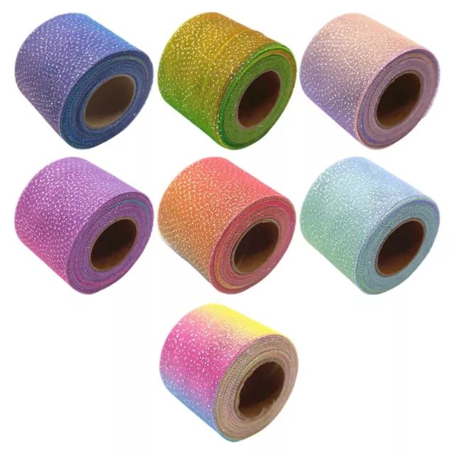 6inch 25Yards Decorative Tulle Roll with Sequins Gradient Colour Yarn