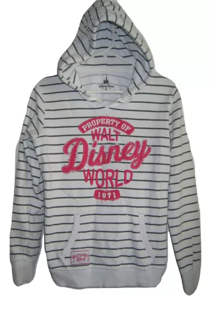 Walt Disney World Striped Pink Embroidered Letters Hoodie Jacket Womens M Medium