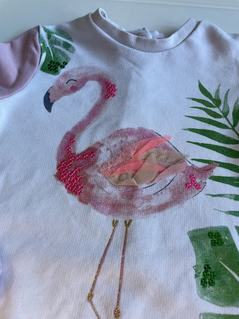 Felpa Ragazza Età 2-3 Anni Flamingo Paillettes Dettaglio M&S 2