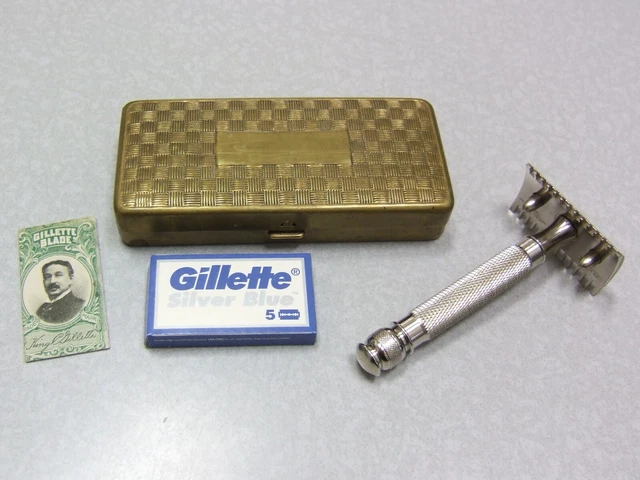 Gillette Old Type P831355 1921 DE Open Comb Safety Razor Set