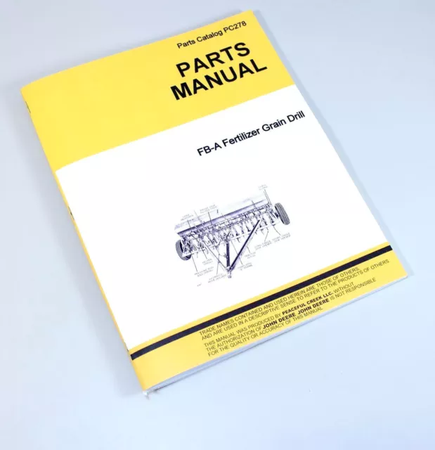 Parts Manual For John Deere Van Brunt Fb-A Fertilizer Grain Drill Catalog Seed