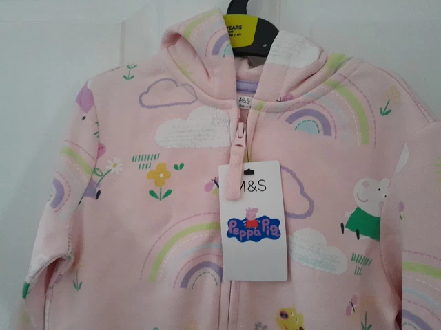 Girls Pink Peppa Pig Hoodie Age 6-7 From Marks And Spencer BNWT 3
