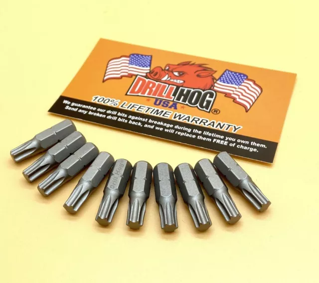 Drill Hog® T-20 Torx Bit T-20 Star Bit T-20 Insert Bit Lifetime Warranty 10 Pack