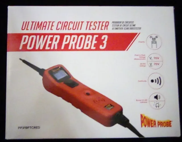 POWER PROBE III 3 PP319FTCRED Test Light and Voltmeter, RED NEW