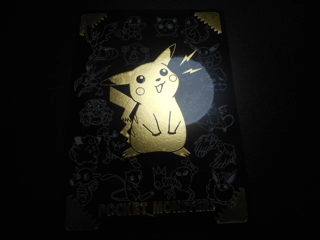 Jumbo Pokemon Card Plastic Board Tomy Promo Gold Pikachu #9612
