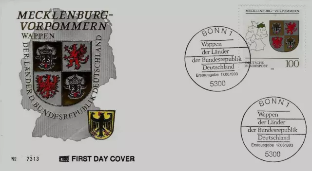 BRD FDC MiNr 1661 (2G) Wappen Länder Bundesrepublik II Mecklenburg-Vorpommern