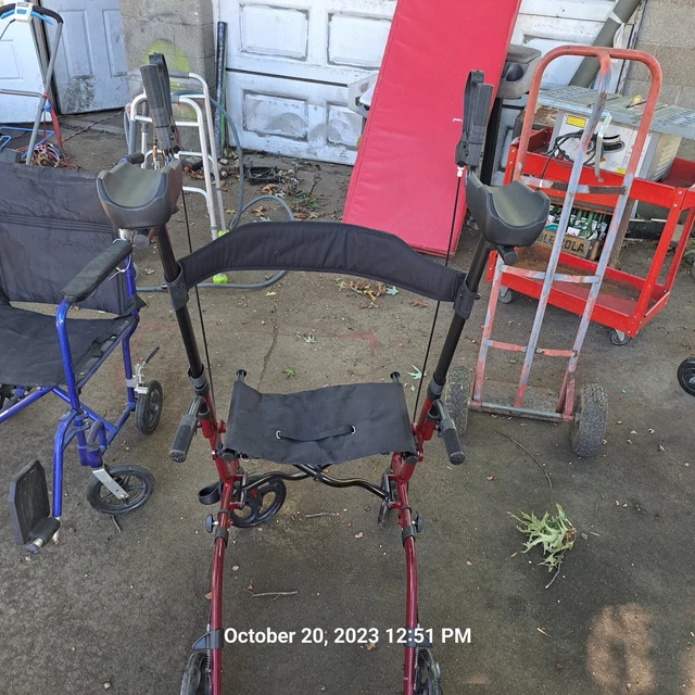 UPRIGHT WALKER STAND Up Folding Rollator Seat Padded Armrest 4 Wheels