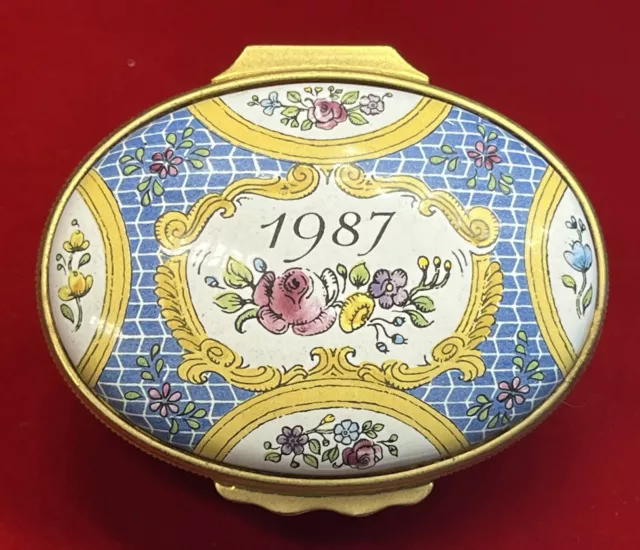 Halcyon Days English Enamels A Year to Remember 1987 Trinket Box