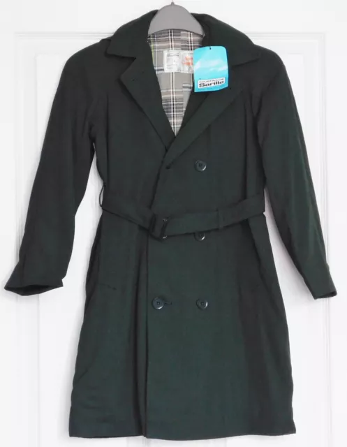 Impermeabile vintage bambini VERDE mac + cappuccio INUTILIZZATO età 7-8 Sarille ragazzo bambina anni '60 P