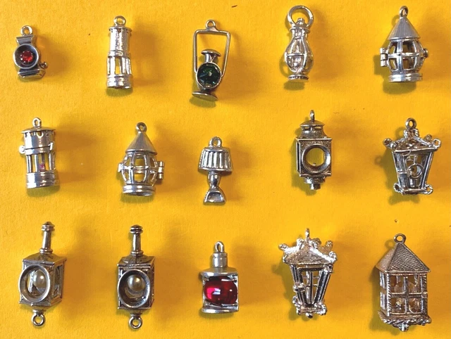 Charms Bracelets Vintage - Argent Sterling 925 - Thème Lampes Et Lanternes - Occasion