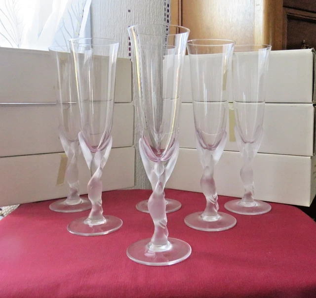 ANCIENNES 6 Verres A Vin Blanc En Cristal Taille Modelé Jersey St Louis