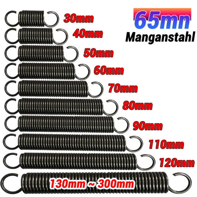 Zugfeder Draht Durchmesser 2.0mm Verlängern Feder 65Mn Stahl 35mm - 300mm Lang