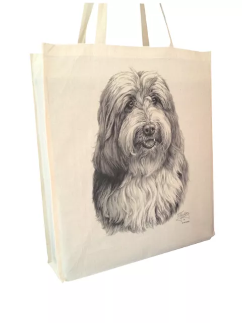 Bearded Collie Cotton Shopping Tote Bag with Gusset and Long Handles Perfect Gif