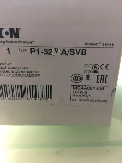 ONE NEW EATON MOELLER Disconnect Switch P1-32/V/SVB