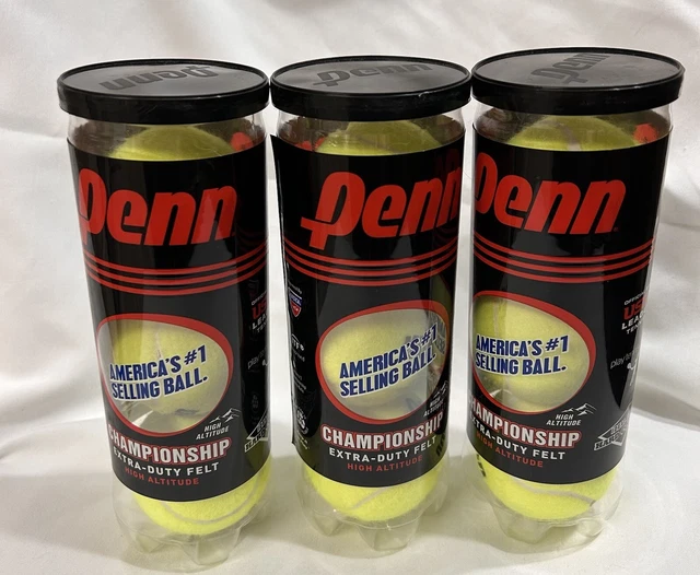 PENN CHAMPIONSHIP TENNIS Balls Extra Duty Felt Pressurized Pen 3 Cans