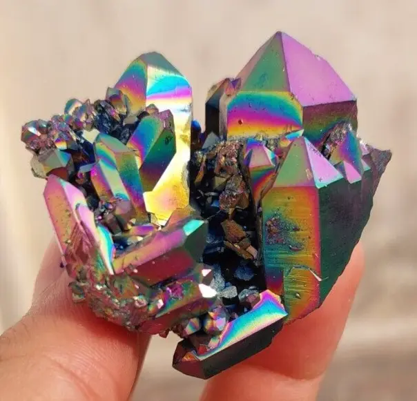 61.14 Gram Beautiful Color Plated Ore Phantom Qurtaz Cluster Mineral Specimen