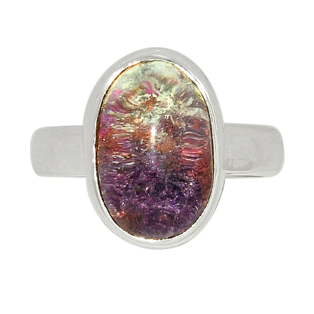 Treated Purple Ghost Phantom, Lodolite 925 Silver Ring Jewelry s.6.5 ALLR-24413