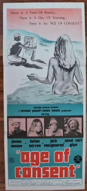 AGE OF CONSENT Original 1969 Australian Daybill Movie Poster Helen Mirren