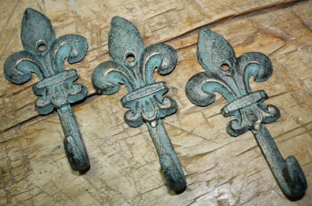 100 CAST IRON Antique Style Rustic Fleur De Lis Coat Hooks Hat Hook ...