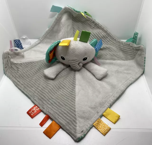 Bright Starts  Lovey Taggies Cuddle-n-Tags Elephant Security Blanket Gray