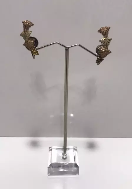 12K Black Hill Yellow Gold Fall Leaves Sterling Screw Back Earrings