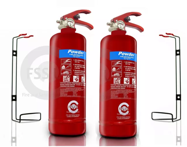 2 x 2 KG POLVO SECO EXTINTOR ABC INCENDIOS HOGAR OFICINA COCHE FURGONETAS COCINA