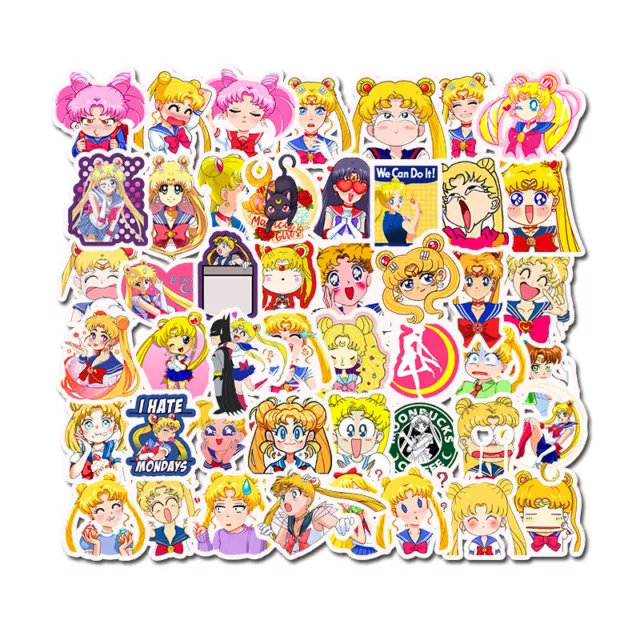 50 Sailor Moon Skateboard Stickers Bomb Vinyl Laptop DIY Luggage Decals Lot Cool
