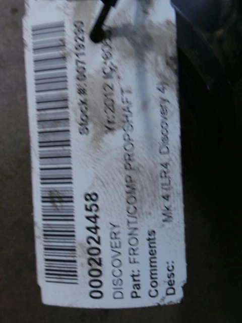 2012 LAND ROVER DISCOVERY Albero prop anteriore 5 porte 2993
