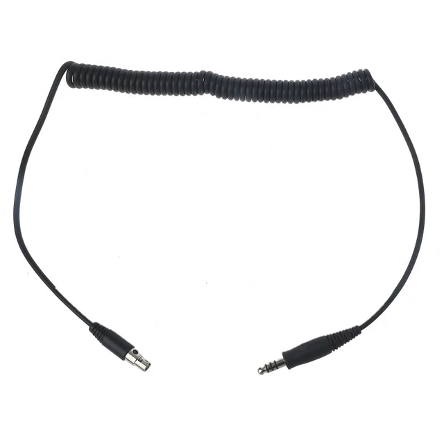 U174 Plug to Mini XLR5 Coiled Cable for   Helicopter Radios & Headsets